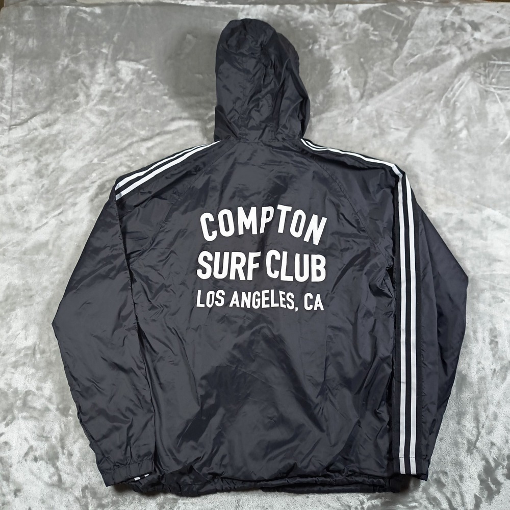 Matix Compton Surf Club Windbreaker Men Small Black Los Angeles Jacket Snap Hood